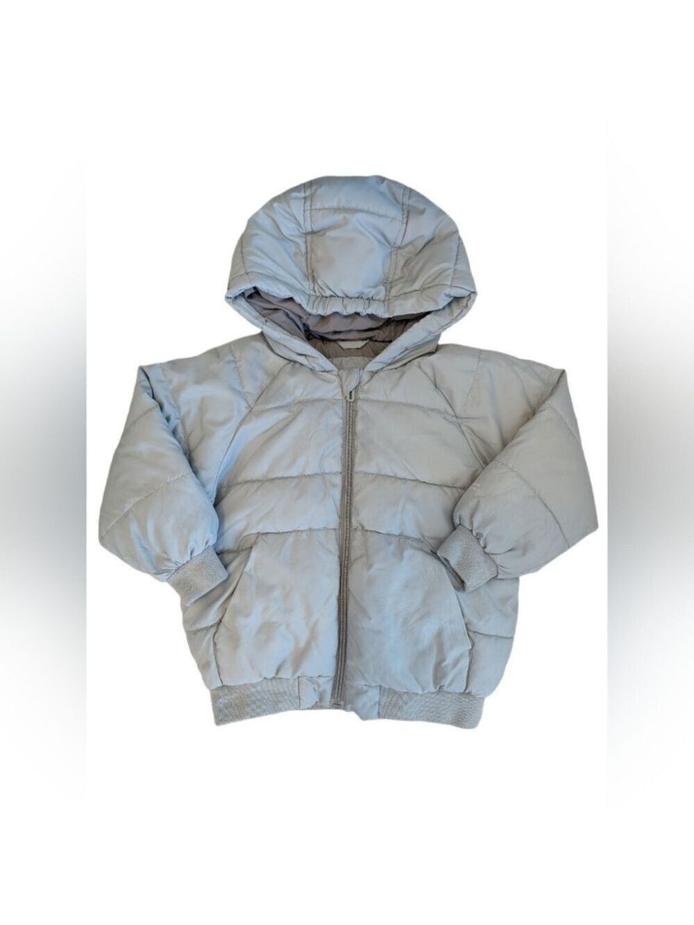 Zara Light Gray And Blue‎ Puffer Jacket with Hood